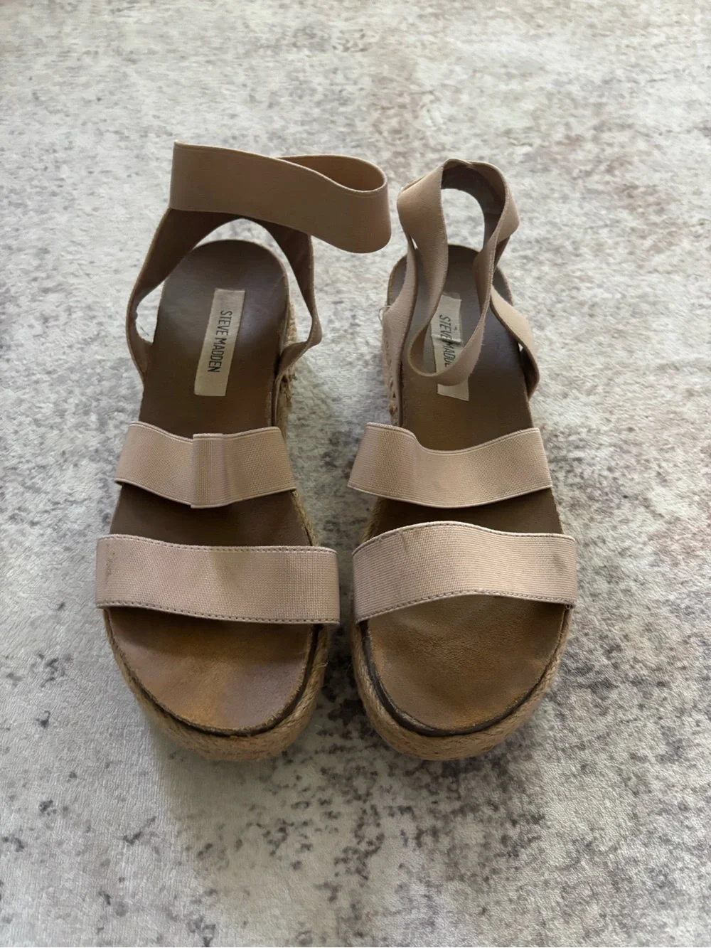 Steve Madden Blush/Tan Espadrille Platform Sandals